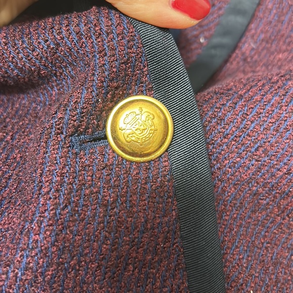 Ann Taylor Burgundy Blazer with Navy Blue Trim - Picture 4 of 6
